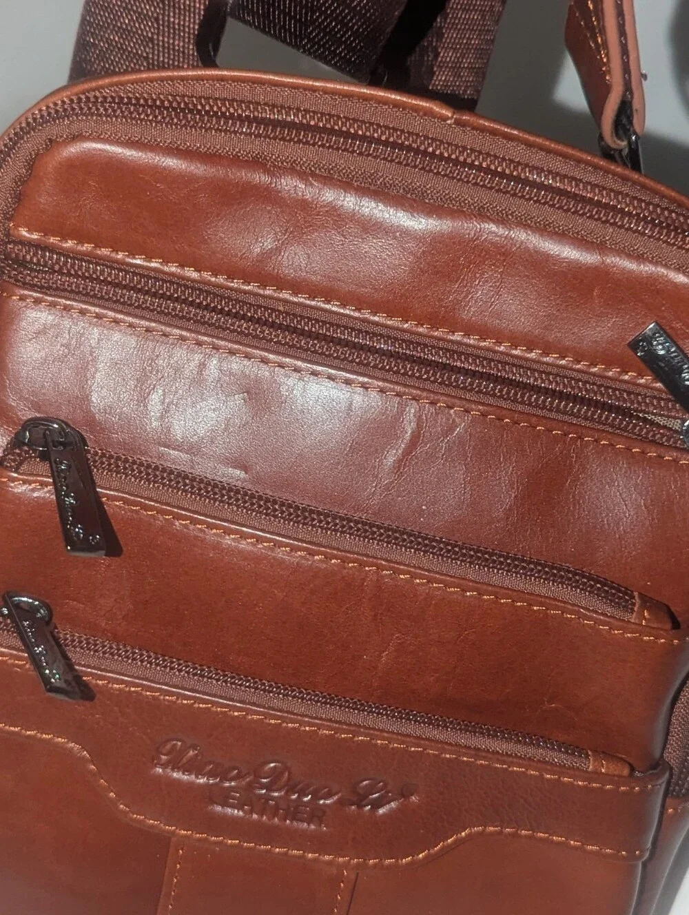Xiao Duo Li Leather Crossbody Bag for Men - Brown